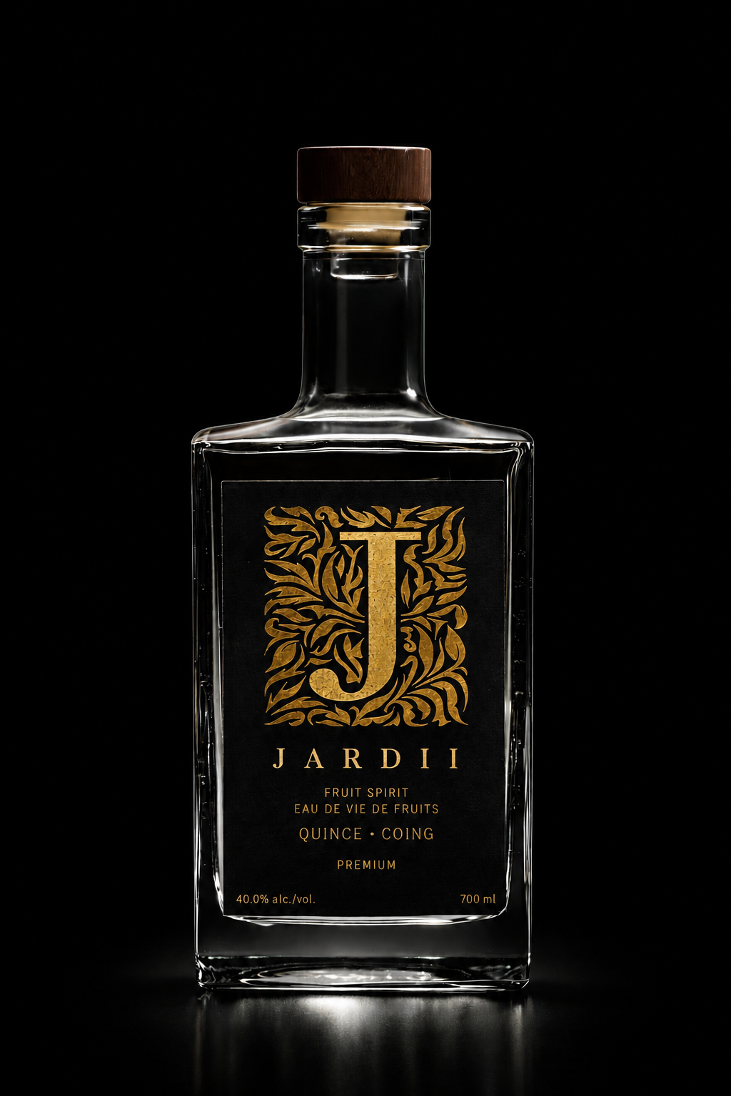 Jardii quince eau de vie fruit brandy bottle