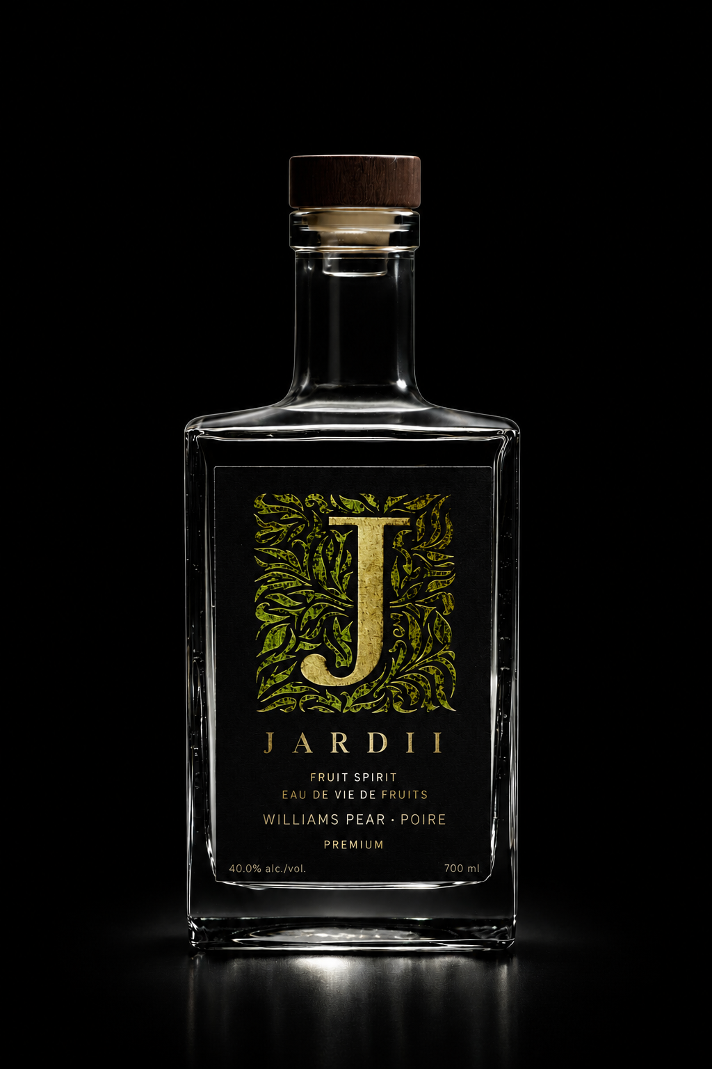 Jardii Williams pear eau de vie brandy bottle