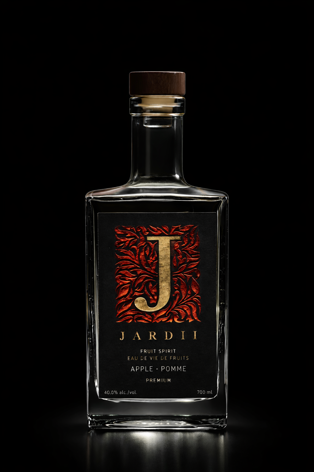 Jardii premium apple brandy bottle — Williams apple eau de vie